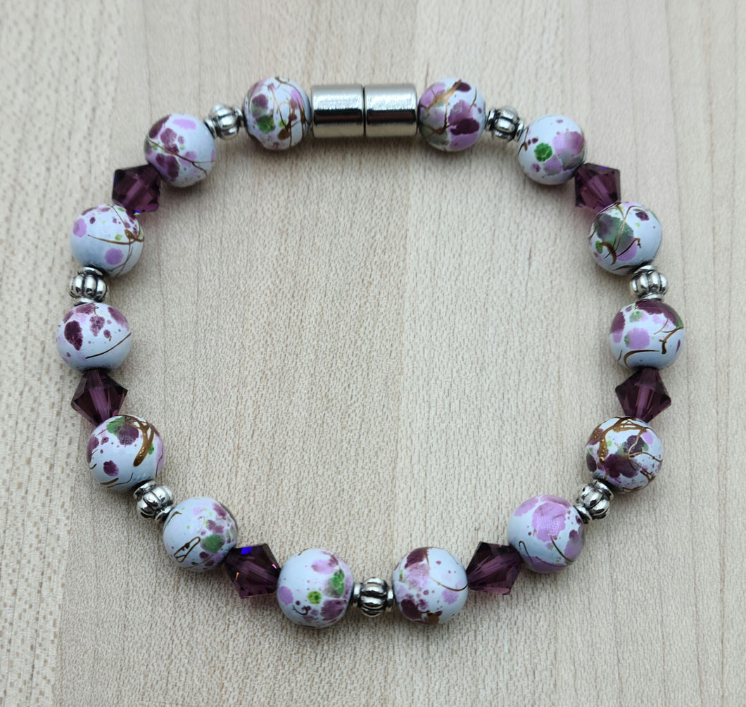 Amethyst Flower Magnetic Hematite & Crystal Bracelet