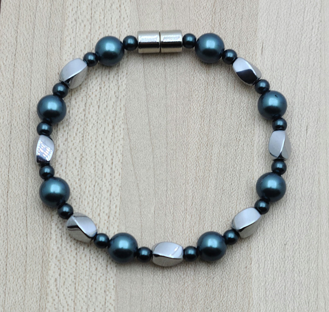 Teal & Silver Magnetic Bracelet