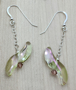 Luminous Green Wave Crystal Pendant Earrings