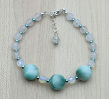 Blue-Green Angelite & White Jade  Bracelet