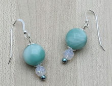 Blue-Green Angelite & White Jade Earrings