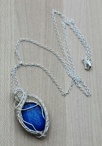 Woven Wire Lapis Lazuli Pendant