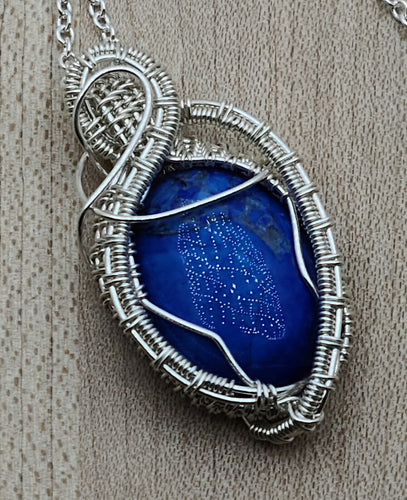 Woven Wire Lapis Lazuli Pendant