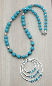 Turquoise Howlite Concentric Circles Necklace