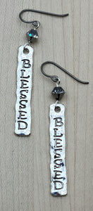 Pewter & Crystal Blessed Earrings