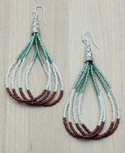 Sea Green & Wine Multi Strand  Earrings