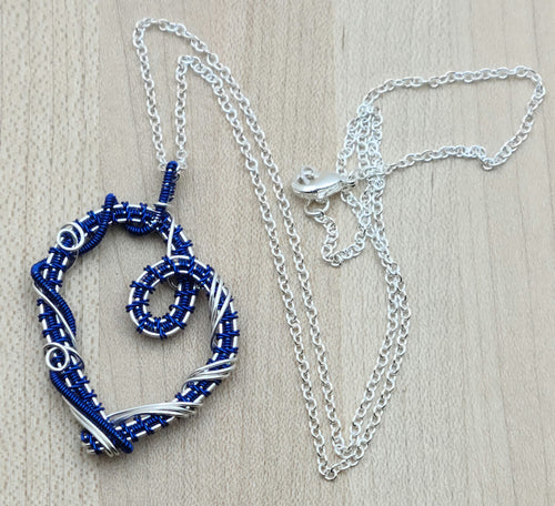 Woven Wire Blue Asymmetrical Heart