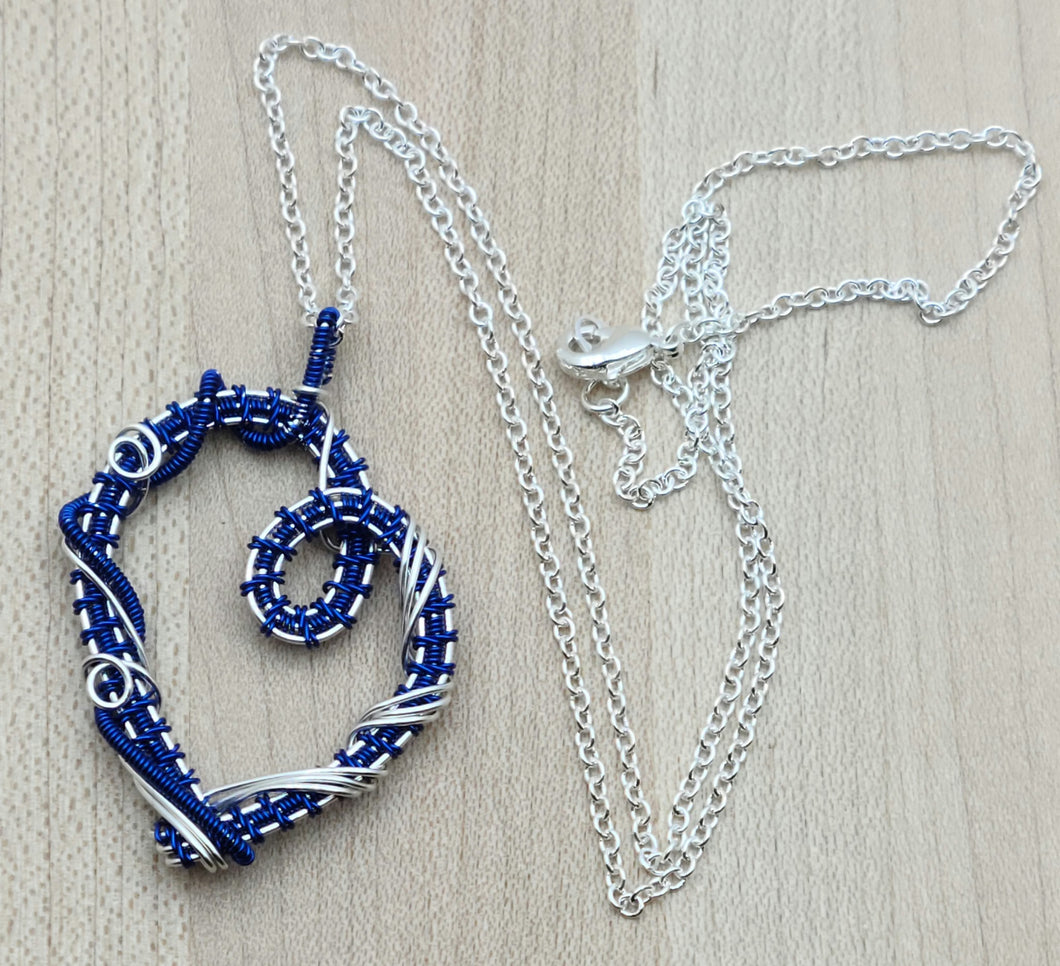 Woven Wire Blue Asymmetrical Heart