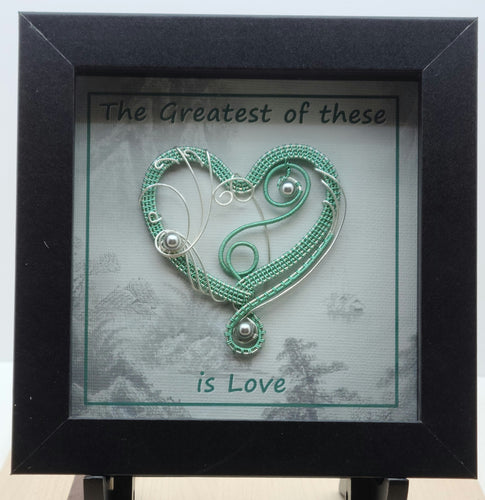 Woven Wire Sea Foam Heart Shadow Box