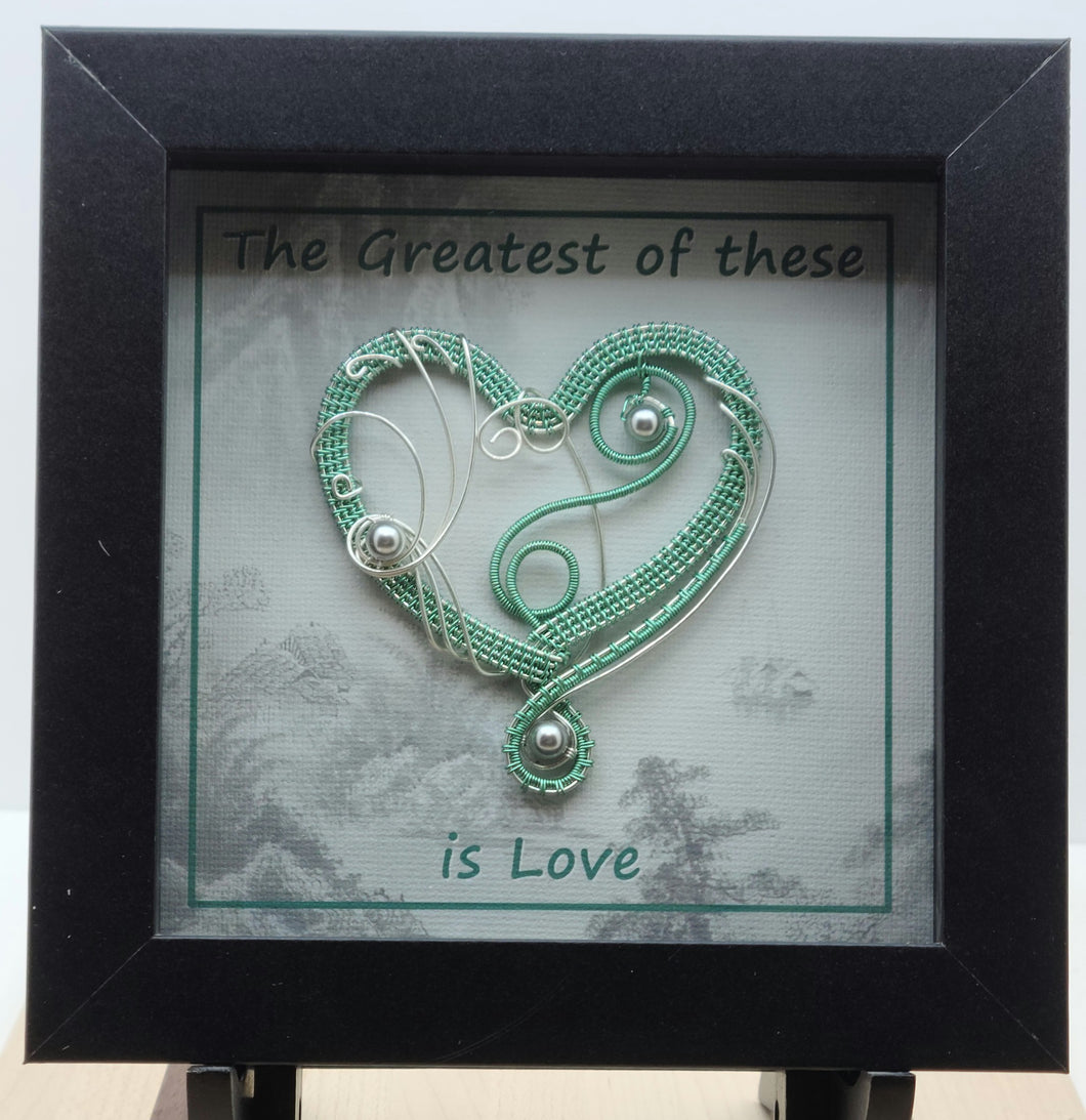 Woven Wire Sea Foam Heart Shadow Box