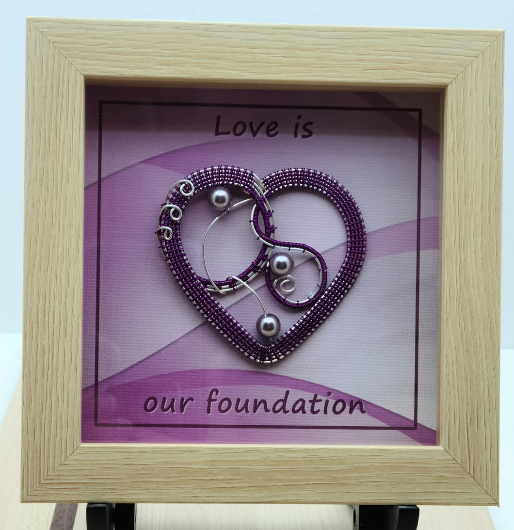 Woven Wire Amethyst Heart Shadow Box