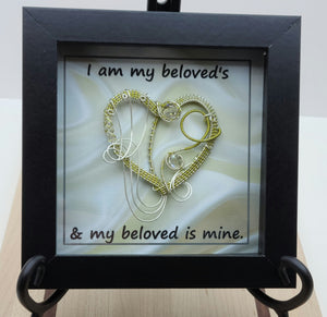 Peridot Heart Shadow Box reads I am my beloveds and my beloved is mine.