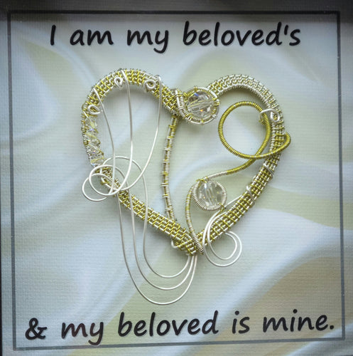 Peridot Heart Shadow Box reads I am my beloveds and my beloved is mine.