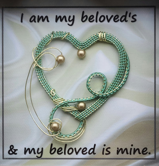 Sea Foam Woven Wire Heart Shadow Box