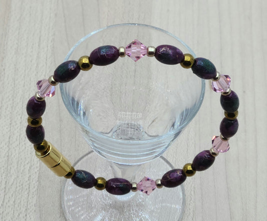 Pink. Gold, & Burgundy Magnetic Bracelet