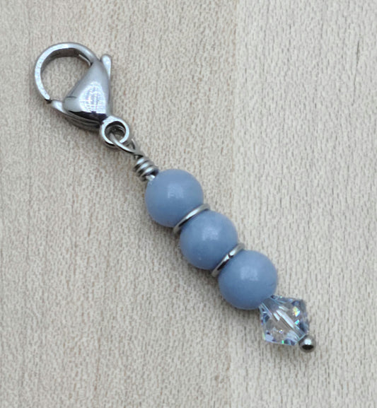 Zipper Pull - Blue Angelite & Crystal