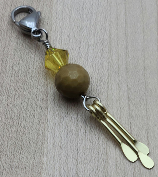 Zipper Pull - Gold Paddles & Wood Opalite