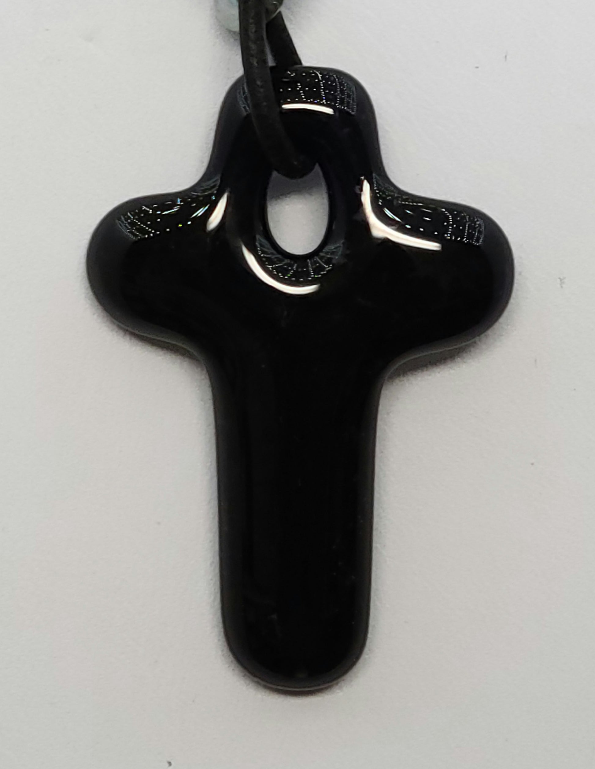 Black Cross Fused Glass Pendant
