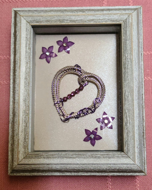 woven wire Amethyst Heart Shadow Box