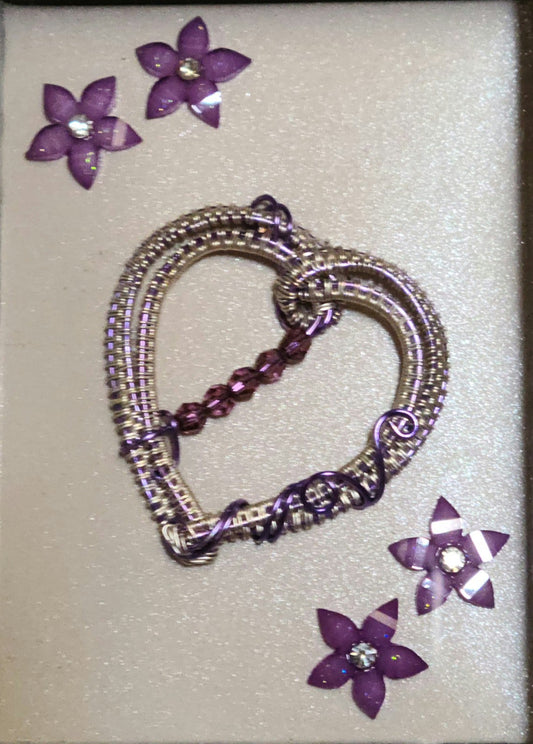woven wire Amethyst Heart Shadow Box