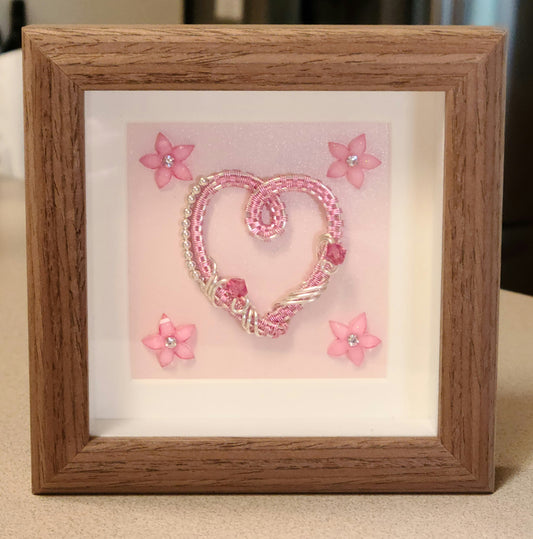 woven wire Rose Heart Shadow Box