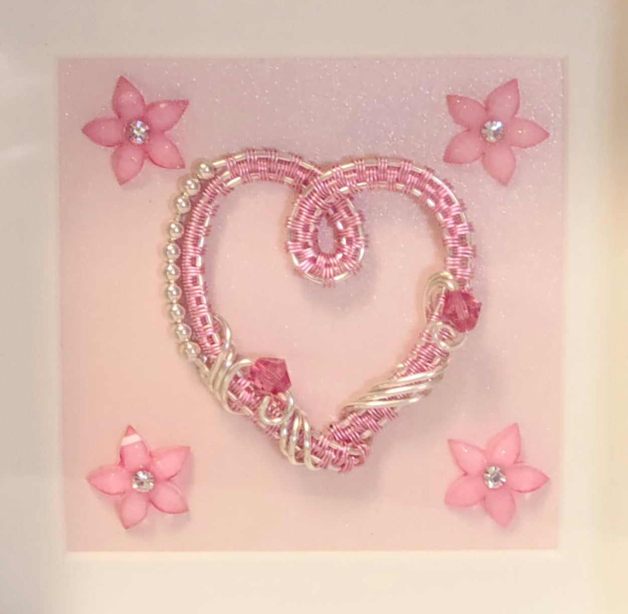 woven wire Rose Heart Shadow Box