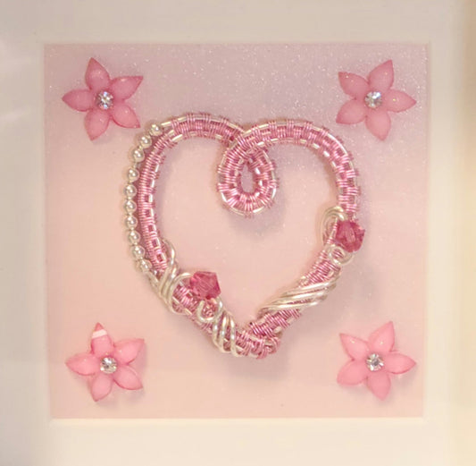 woven wire Rose Heart Shadow Box