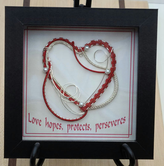 Woven Wire Red Heart Shadow Box