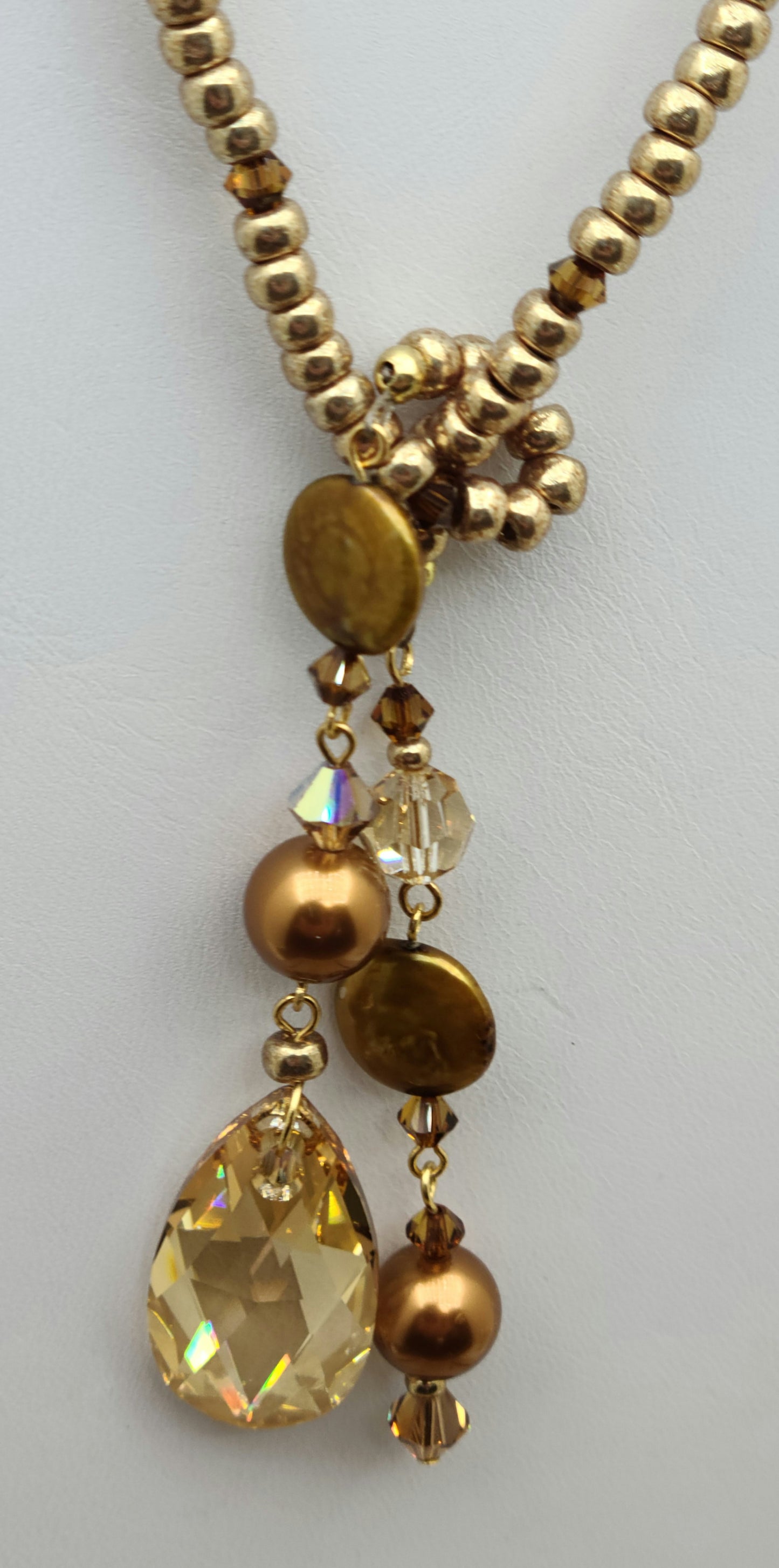 Golden Lariat Front Tie Necklace