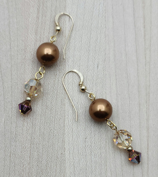Golden Crystal Earrings on gold fill ear wires
