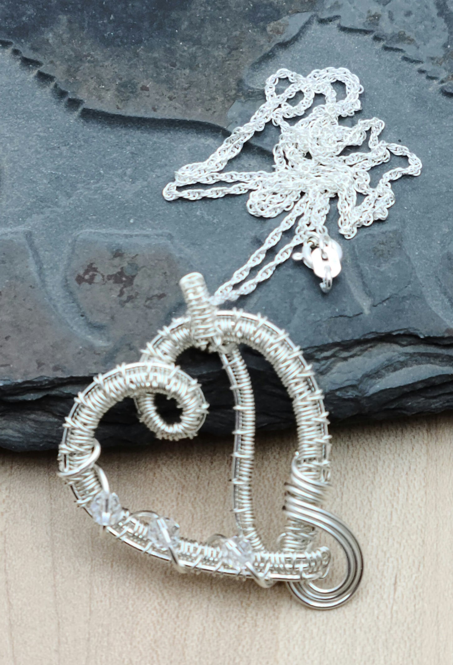 Woven Wire Argentium, & Silver Fill Heart Pendant