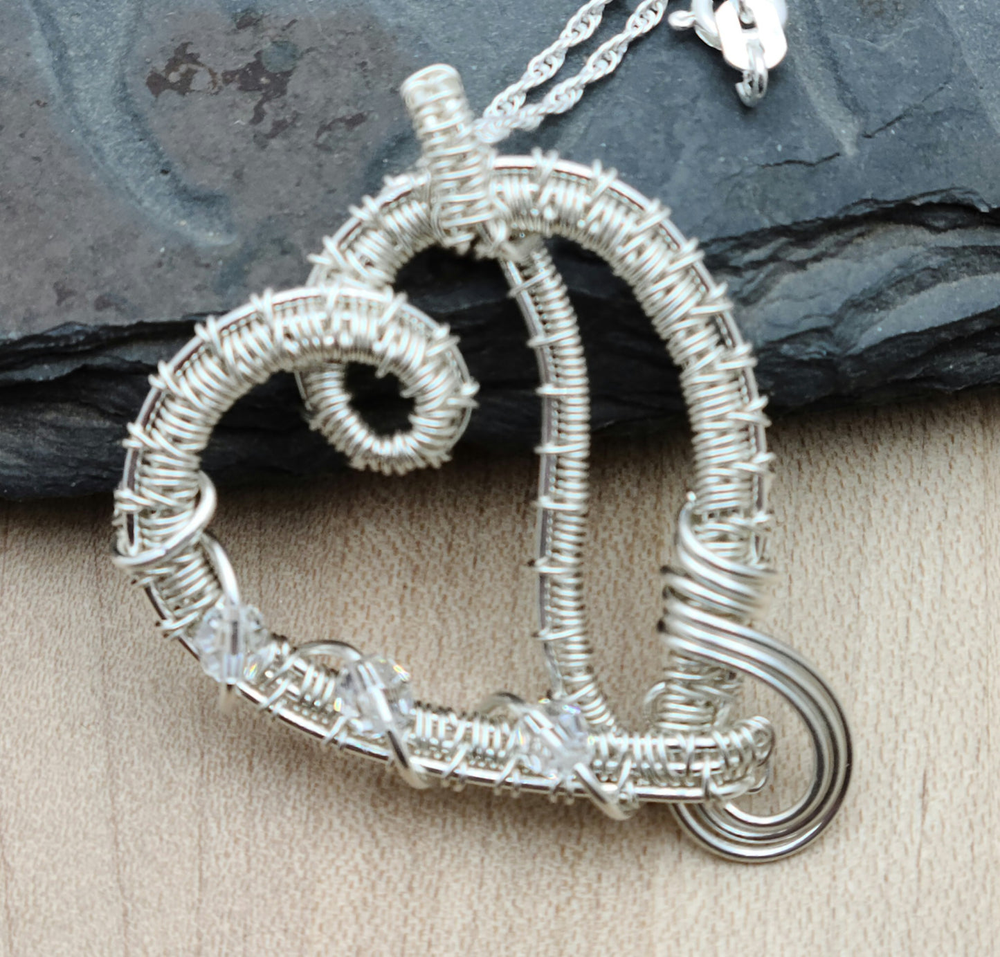 Woven Wire Argentium, & Silver Fill Heart Pendant