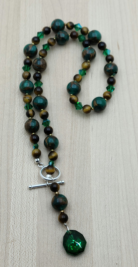Malachite & Tiger Eye Necklace, Bracelet, & Earrings
