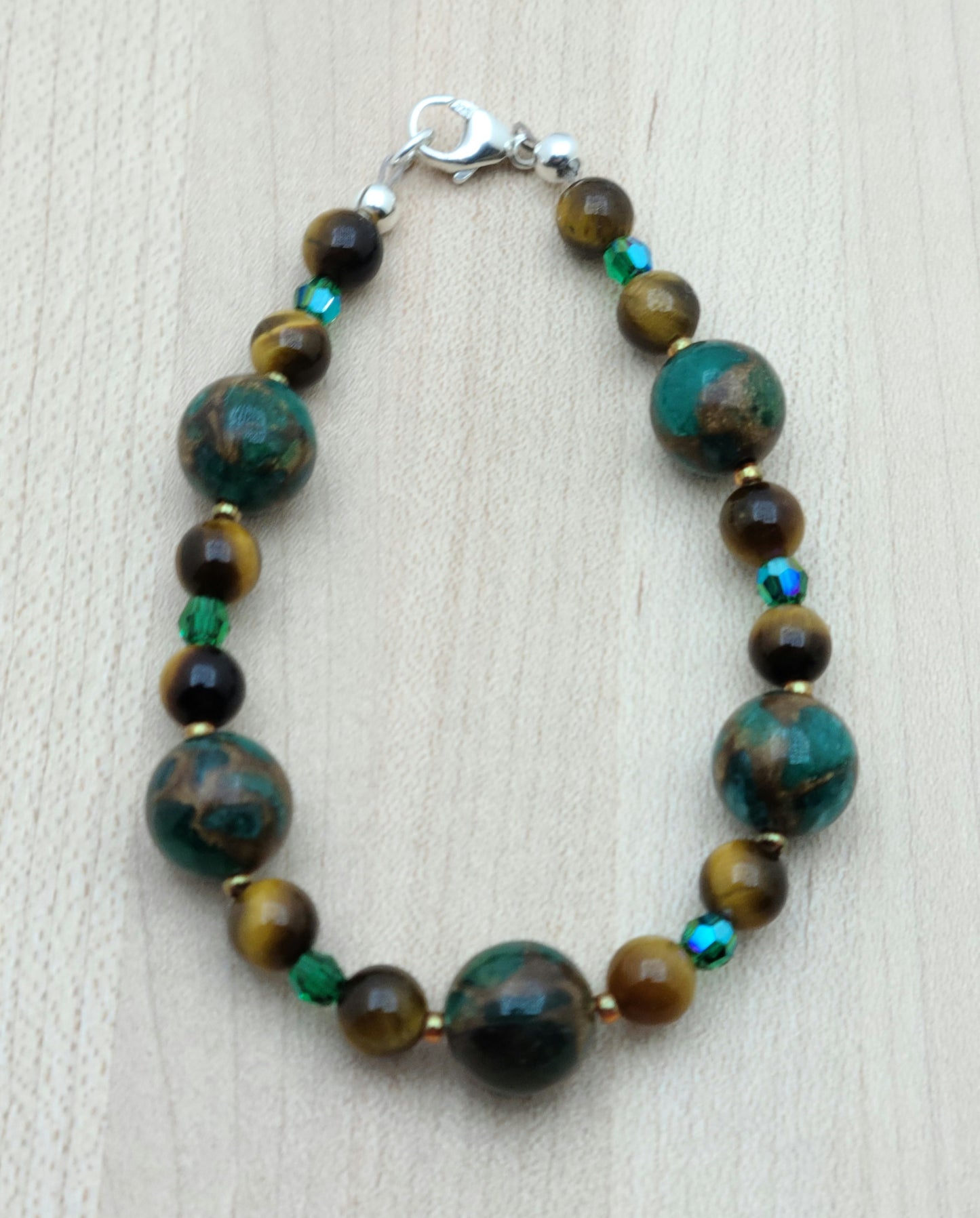 Malachite & Tiger Eye Necklace, Bracelet, & Earrings