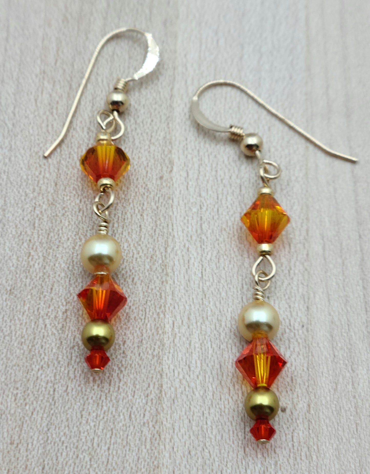Fire Opal & Gold earrings on gold filled fish hook earrings