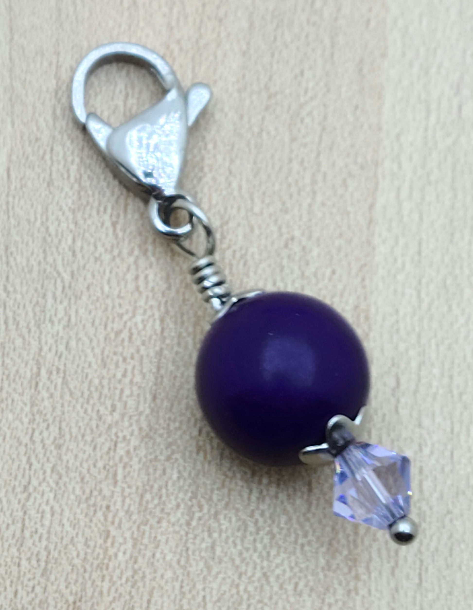 Fancy Zipper Pull - Purple Howlite & lavender crystal