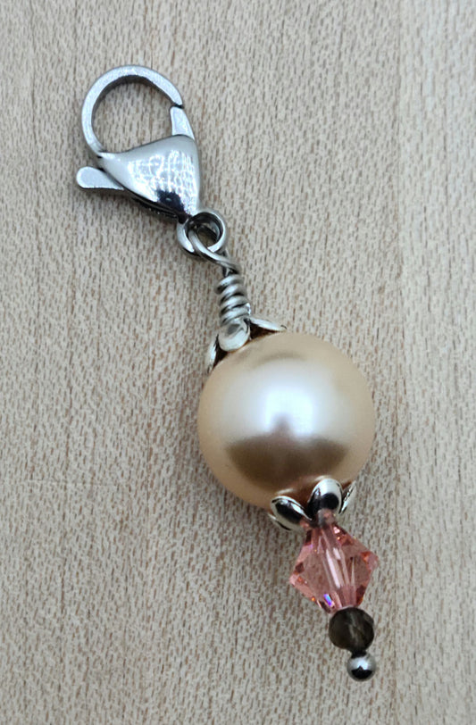 Fancy Zipper Pull - Peach Crystal