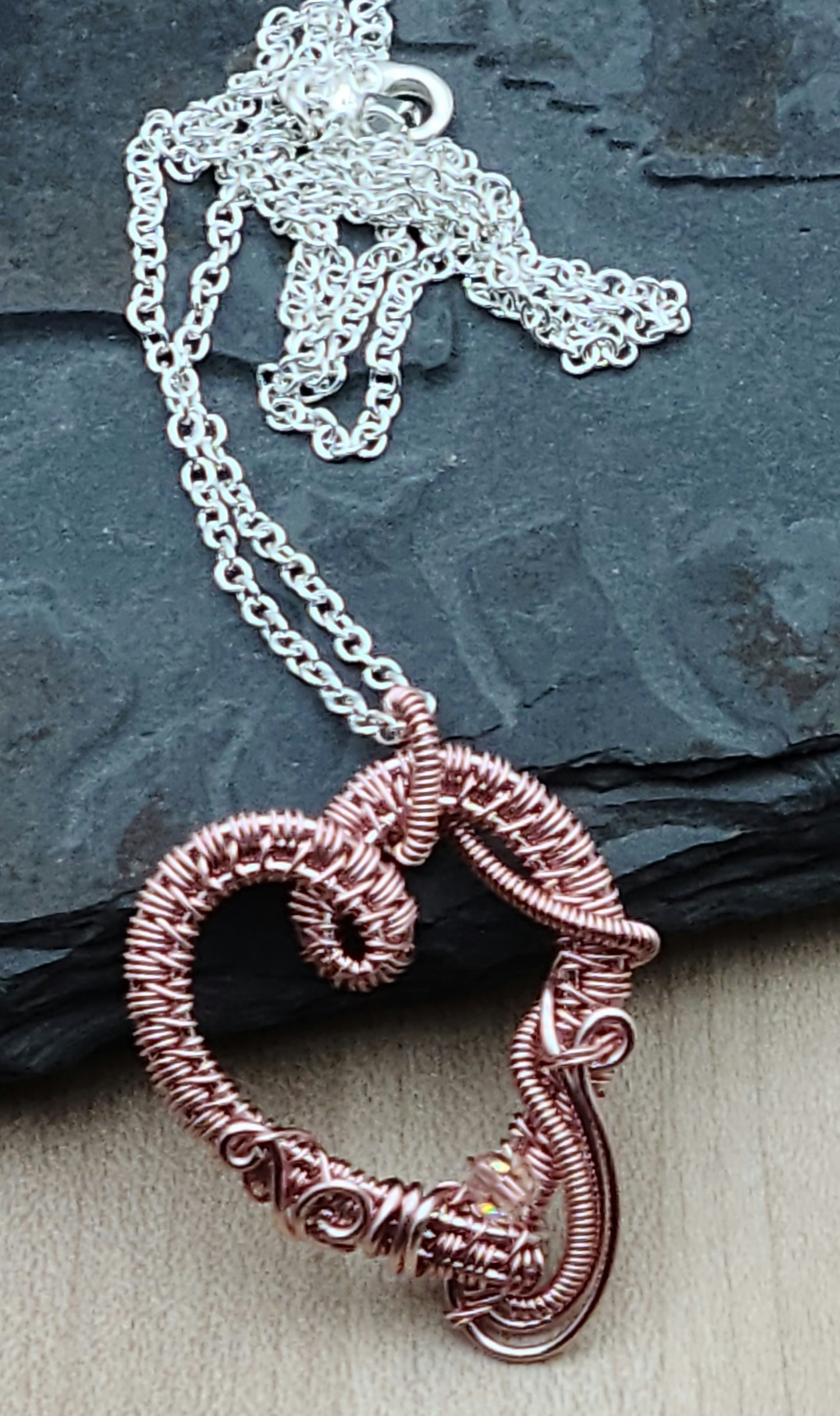 Small Woven Wire Rose Silk Heart