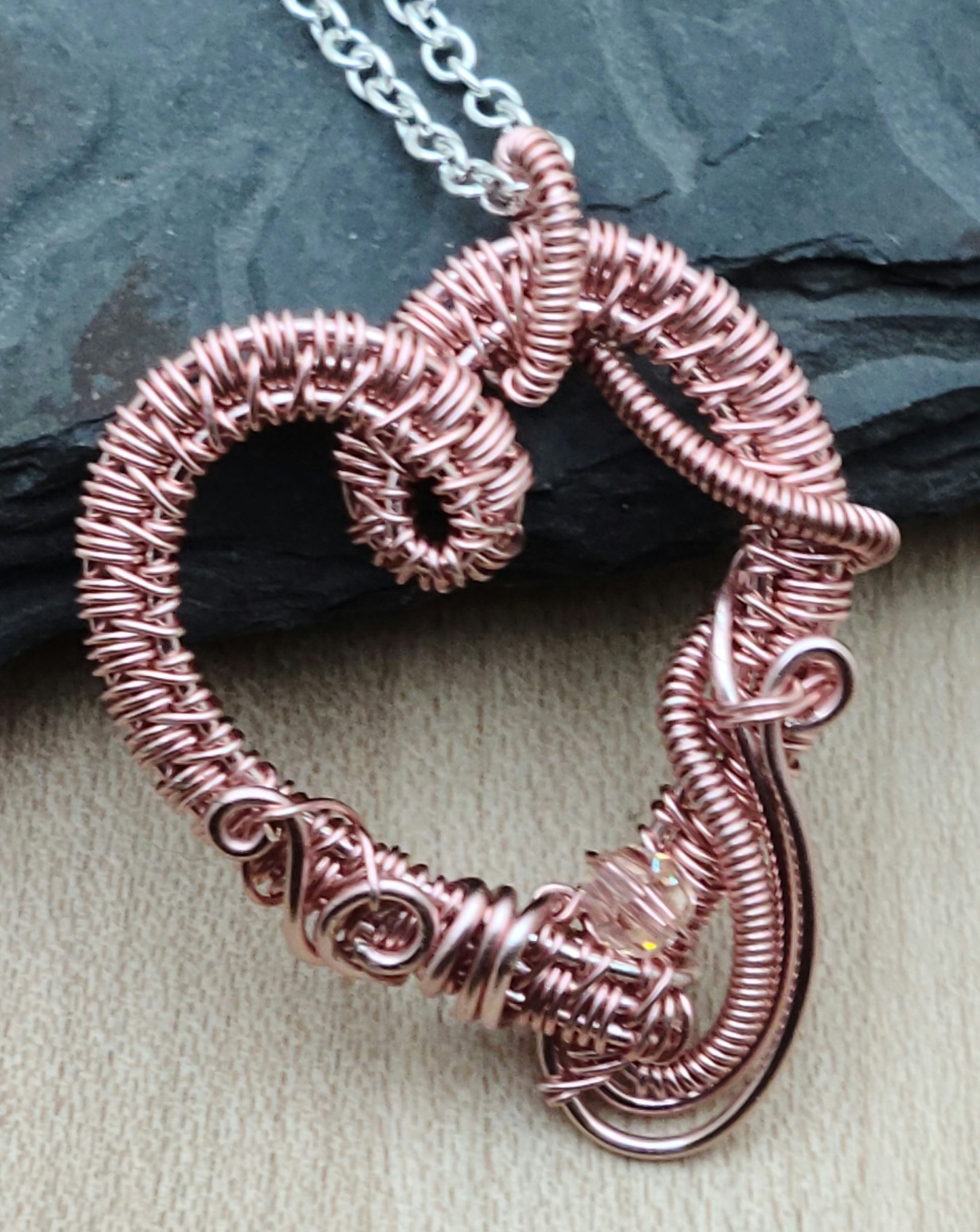 Small Woven Wire Rose Silk Heart