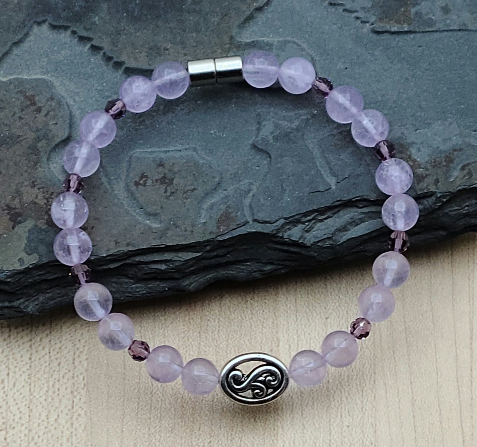 Lavender Amethyst & Iris Crystal Bracelet with magnetic clasp