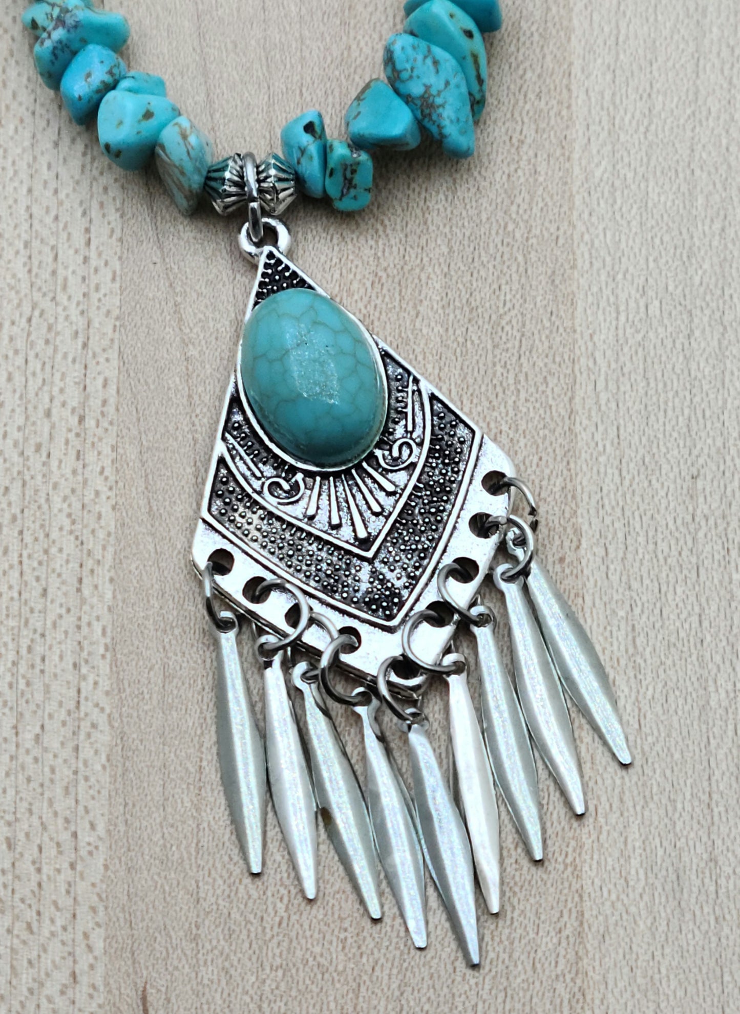 Turquoise Howlite & Fringe Necklace pendant