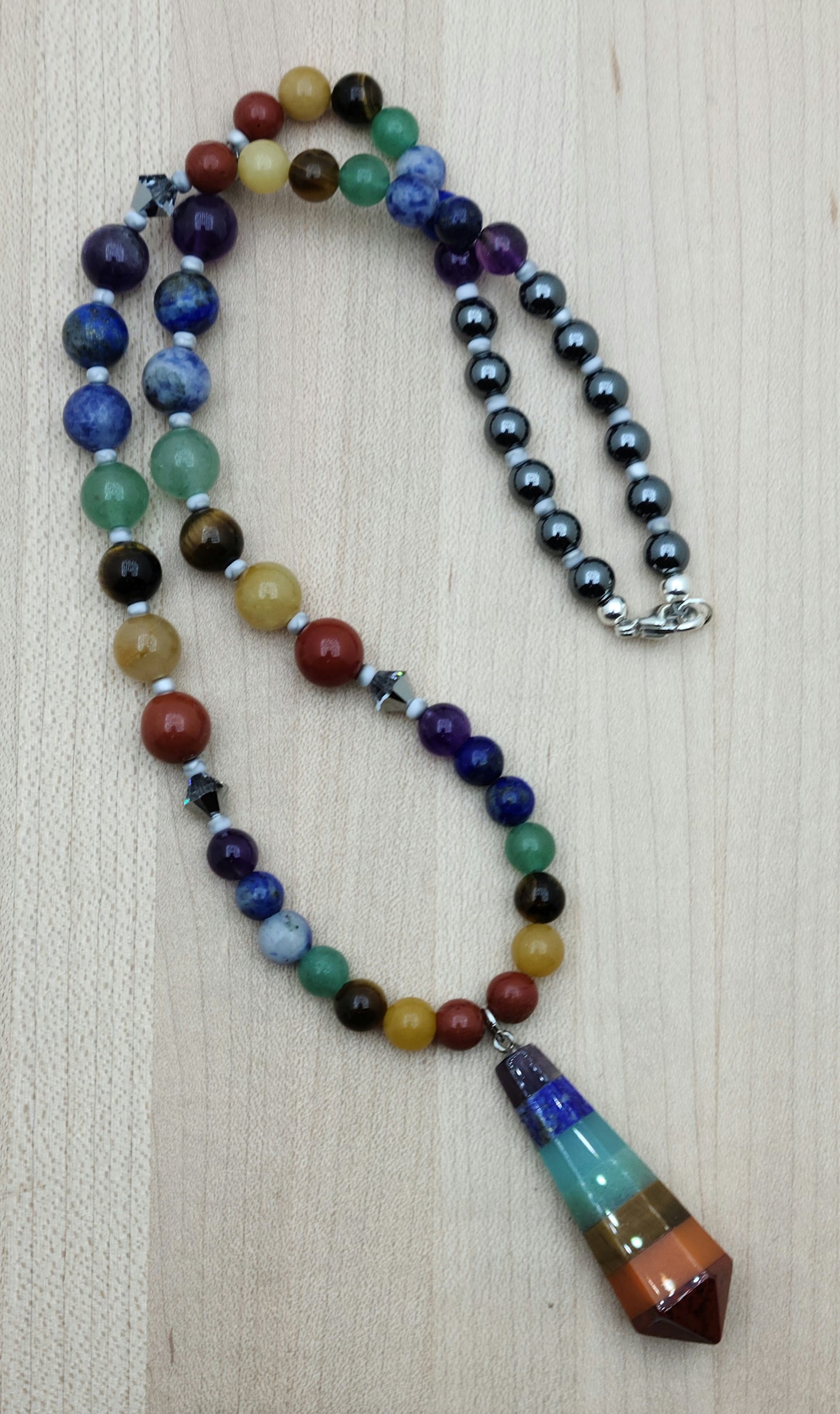 Chakra & Hematite Necklace with pendant