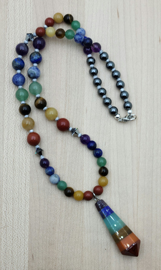 Chakra & Hematite Necklace with pendant