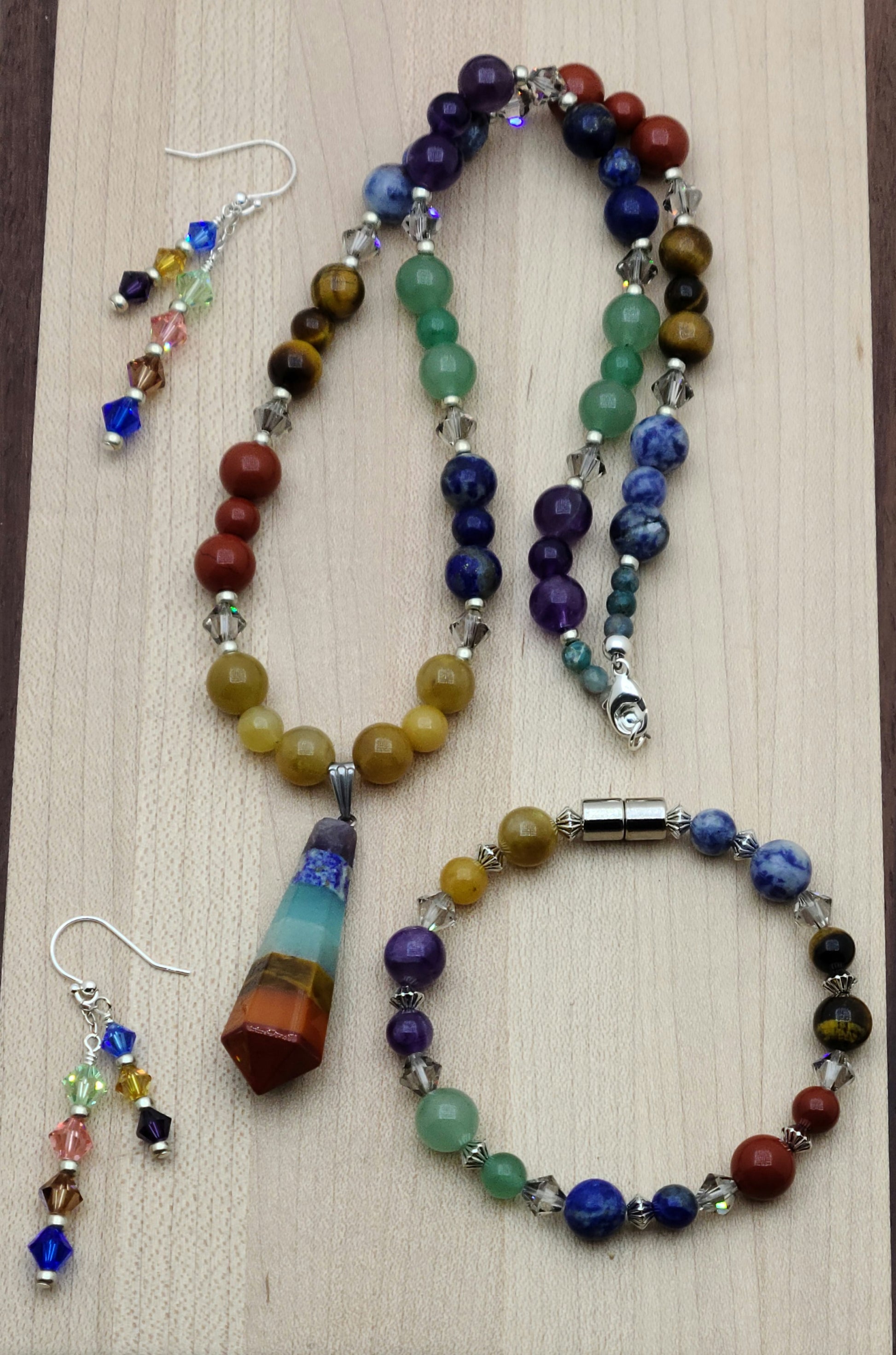 Chakra Necklace, Bracelet, & Earrings