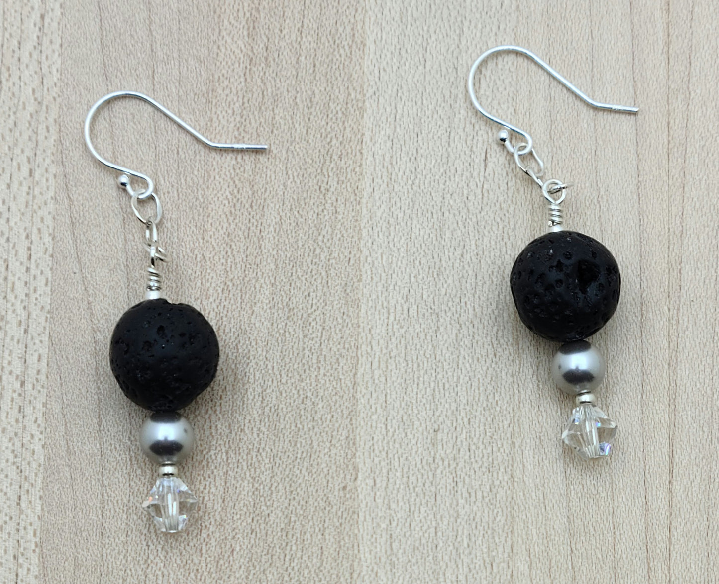 Lava Stone, crystal pearls, & crystals Earrings