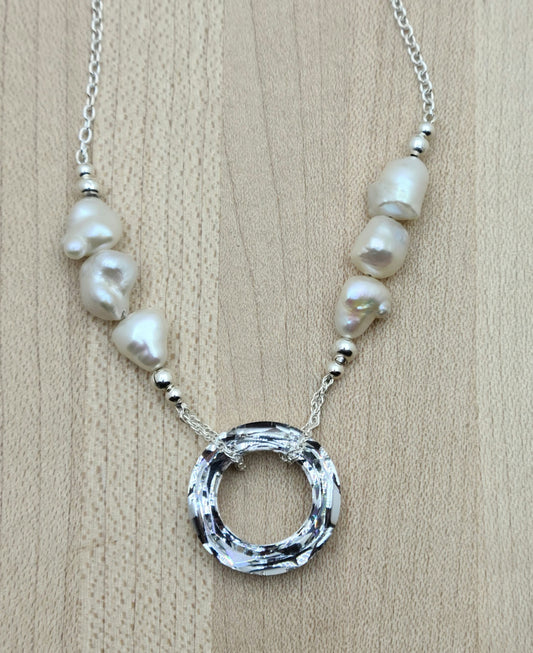 Garner attention with these beautiful crystal* rings! I've added a few freshwater keshi pearls for even more interest.
