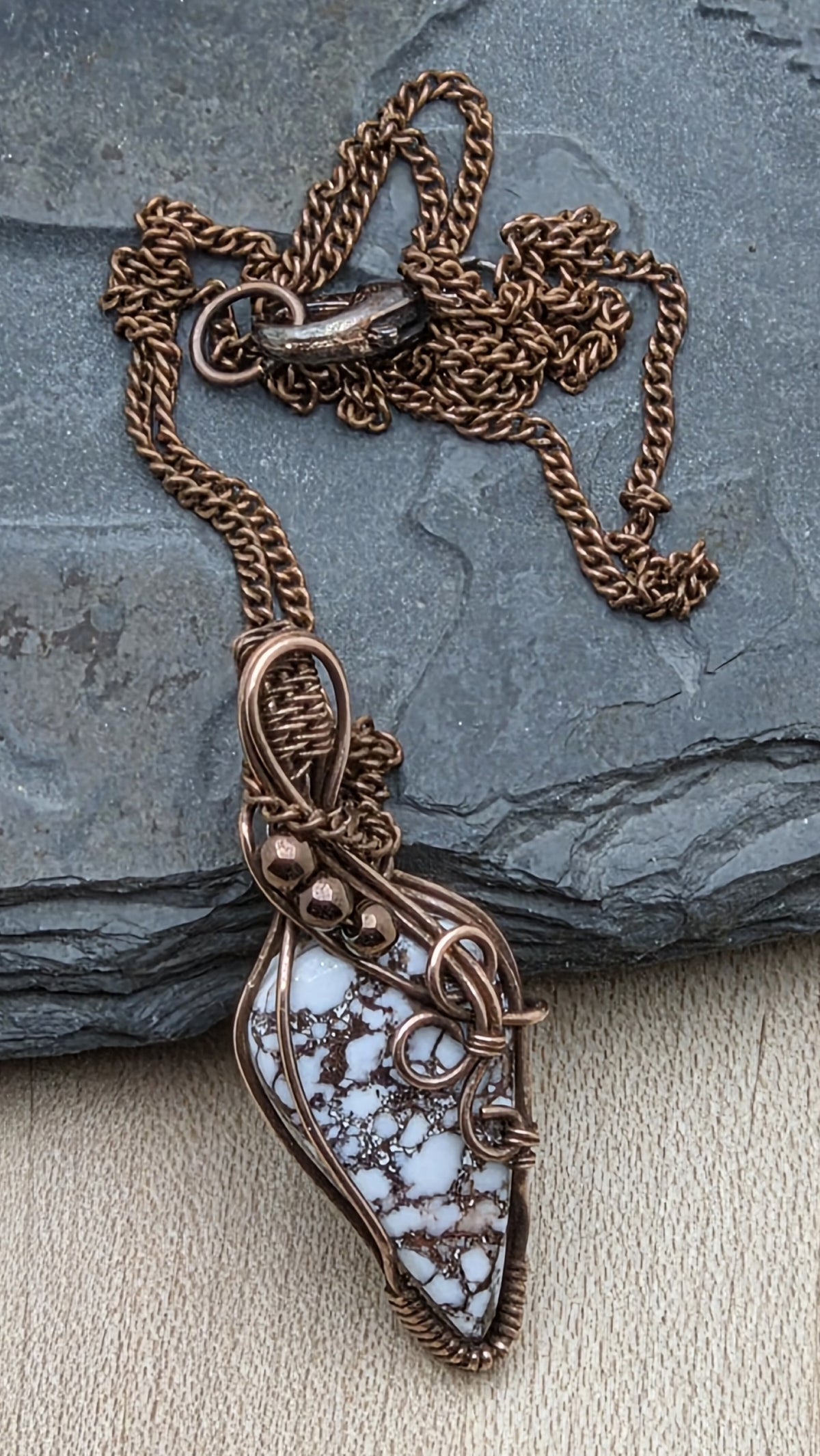 Woven Wire Wild Horse Jasper Pendant