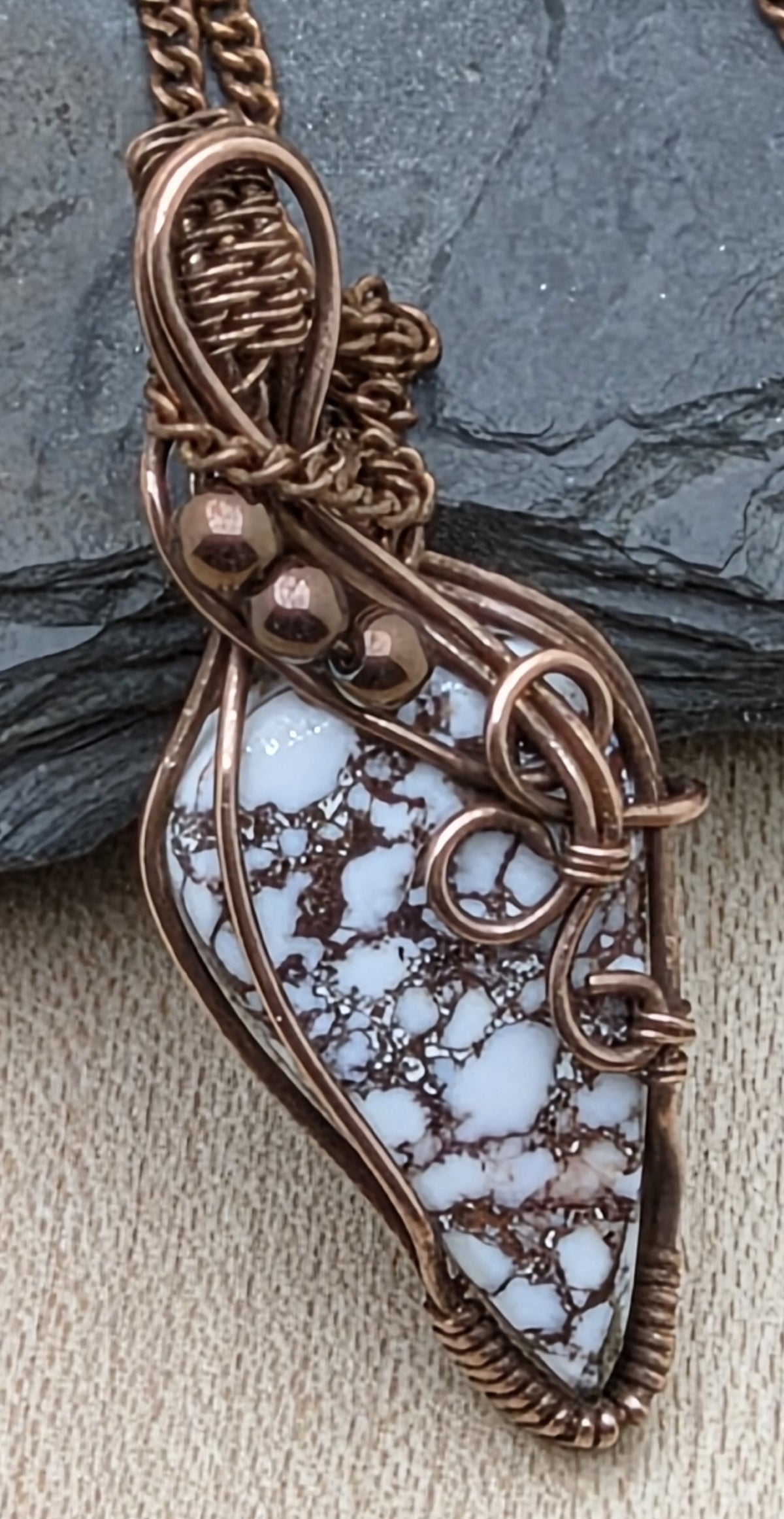 Woven Wire Wild Horse Jasper Pendant