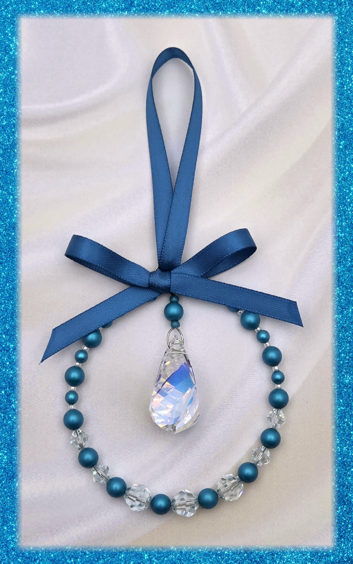 Ornament - Iridescent Turquoise & Crystal Wreath Embellished with Crystals by Swarovski®