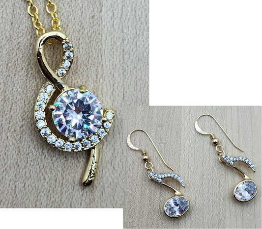 Musicians & music lovers will want this CZ enhanced treble clef necklace & these lovely 8th note earrings! 